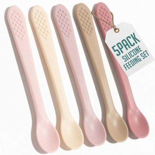 Baby Spoons - Infant Spoons First Stage - Silicone Baby Spoon For Self Feeding - First Stage Baby Feeding Spoon Set Gum Friendly - BPA Free