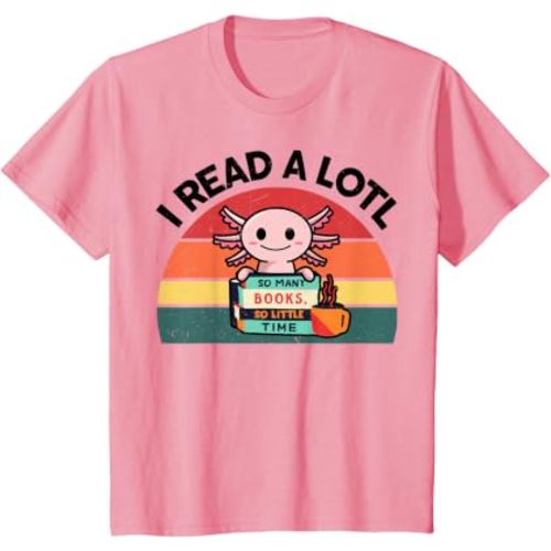 Axolotl-Shirt Reading Book Readsolotl Kids Boys Girls Cute T-Shirt
