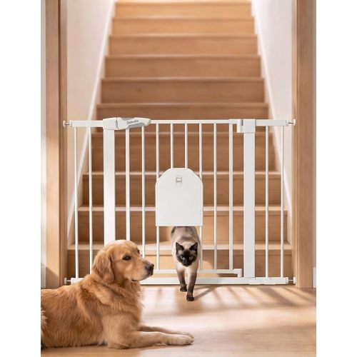 Babelio Auto Close Baby Gate with Cat Door, CatPrivilege I, 29-43"