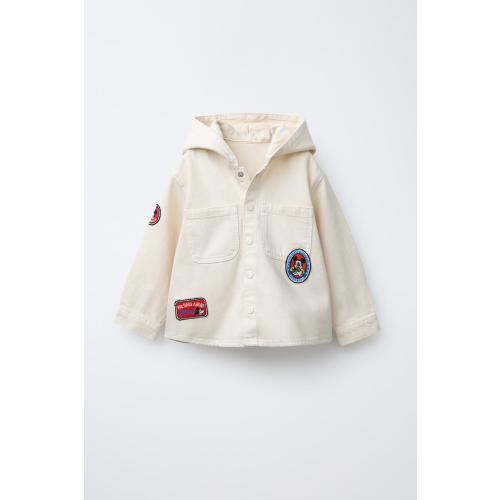 MICKEY MOUSE © DISNEY TWILL PATCHES OVERSHIRT - Ecru | ZARA United States