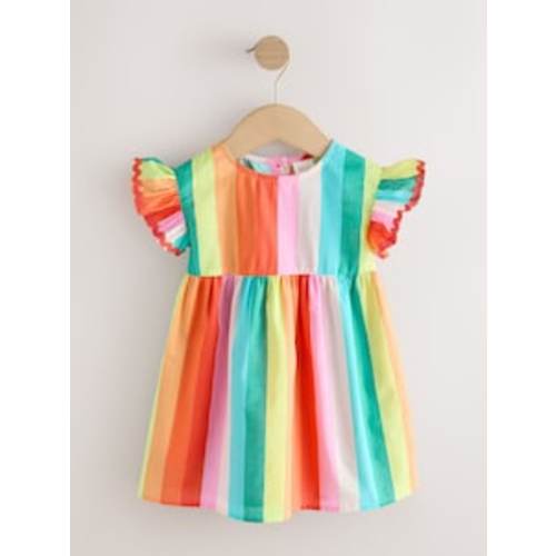 Buy Rainbow Stripe Double Ruffle Sleeve Dress (3mths-8yrs) from Next USA