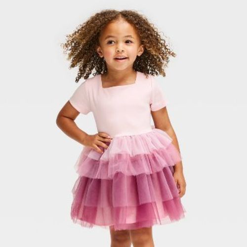 Baby Girls' Short Sleeve Tutu Dress - Audrey Camille - Mauve/Pink 12M