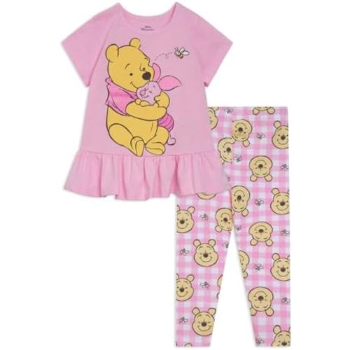 12 M. Disney Girls Peplum T-Shirt and Leggings Outfit Set Newborn to Big Kid Sizes (0-3 Months - 10-12)