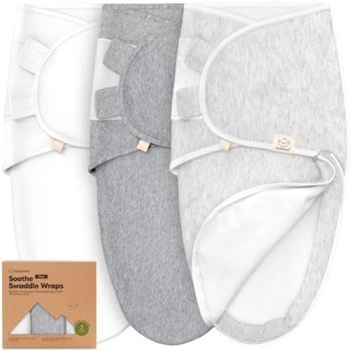 Keababies Baby Swaddle Sleep Sack with Zipper - 3-Pack Cotton Swaddles for Newborns 0-3 Months, Soft & Breathable
