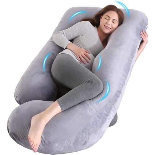 U-Shaped Pregnancy Pillow for Sleeping, Full Body Support for Back, HIPS & Belly - 57 Inch Maternity Pillow with Machine Washable Cover | Maternity Essential