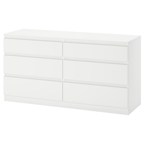 KULLEN Chest of 6 drawers - white 140x72 cm