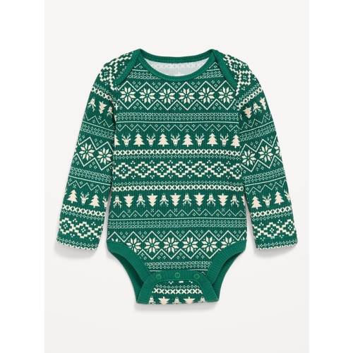 Printed Long-Sleeve Ribbed Unisex Bodysuit for Baby