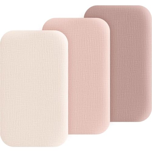 3 Pack Cotton Muslin Baby Bassinet Fitted Sheet for Bedside Sleeper