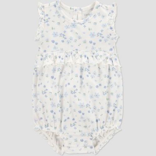 Carter's Just One You® Baby Girls' Floral Bubble Romper - Blue/Ivory 3M