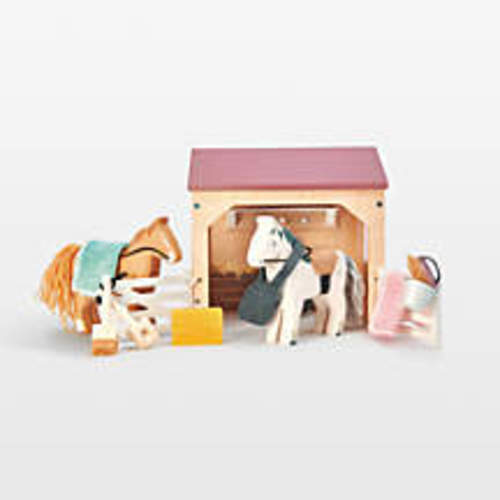 Tender Leaf Wooden Horse Stables Kids Play Set