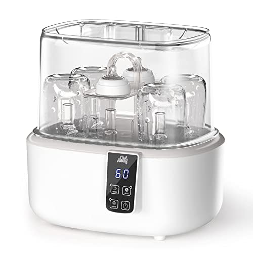Bottle Cleaner and Dryer, Fast Electric Steam Dryer for Baby Bottles Pacifier Breast Pump, Baby Bottle Steam Dryer, Dries Faster Large Capacity Holds 6 Bottles, LED Display Auto-Off Baby Bottle Washer