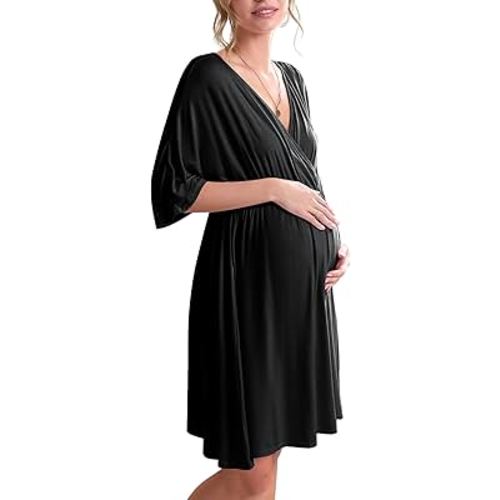 Ekouaer 3 in 1 Labor/Delivery/Hospital Gown Maternity Dress Nursing Nightgown Sleepwear for Breastfeeding