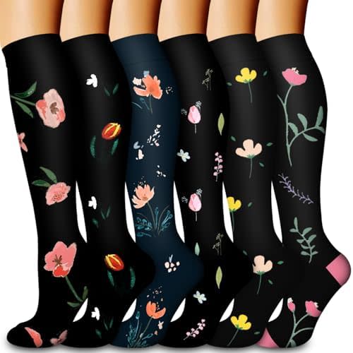 Laite Hebe Compression Socks for Women & Men Circulation(6 pairs)-Graduated Supports Socks for Running, Athletic Sports