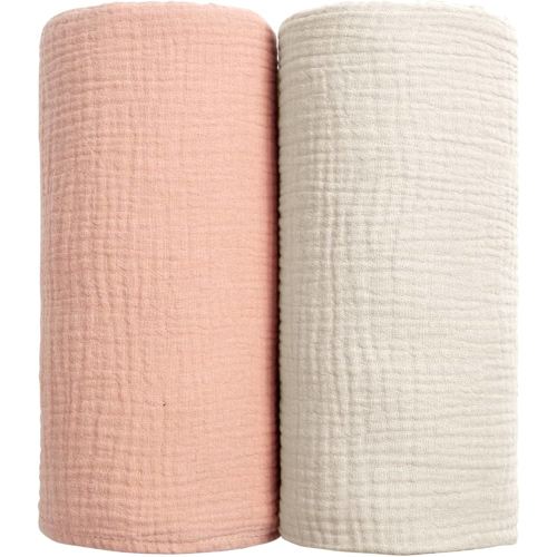 lulumoon Muslin Swaddle Blanket Cotton 2Pack Peach