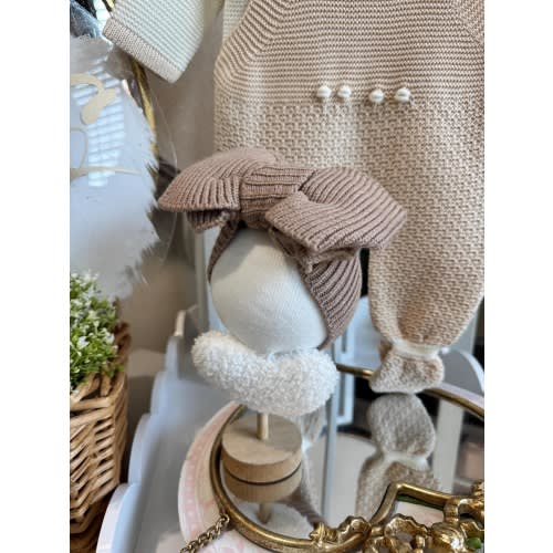 White Knit Baby Bow Headband: Newborn Turban Style