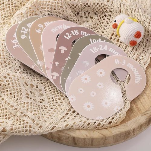 Baby Closet Divider, Double-Sided Baby Clothes Organizer Nursery Decor Closet Dividers for baby Clothes 8 Designs from Newborn to 24 Month (Pastel