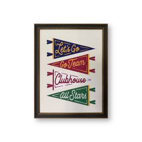 Petal Lane 11"x14" Go Team Flags Gray Brown Skinny Frame Wall Art