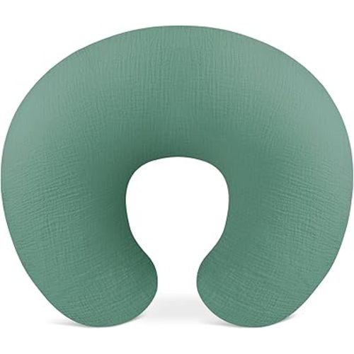Wimist Nursing Pillow Covers, Muslin Nursing Cover for Breastfeeding Pillows, Comfortable for Baby Girls and Boys (Roman Green)
