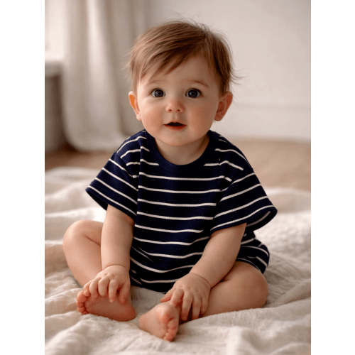 Black/White Stripe / Ribbed T-Shirt Bubble