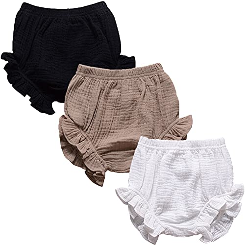 3PC Shorts Set Newborn Baby Girls Boys Pants Cotton Linen Blend Cute Floral Bloomers Triangle Shorts