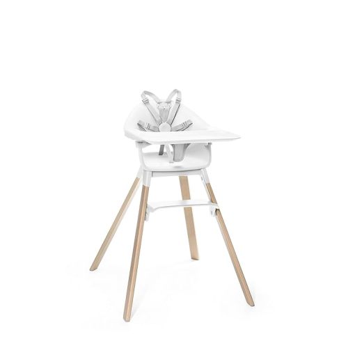 Stokke Clikk Easy to Clean Cloud Grey Baby High Chair with Natural Legs, All in One Box (Includes Tray and Harness)