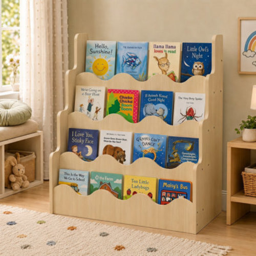 Trinx 4-Cubby Wave Design Bookcase | Wayfair