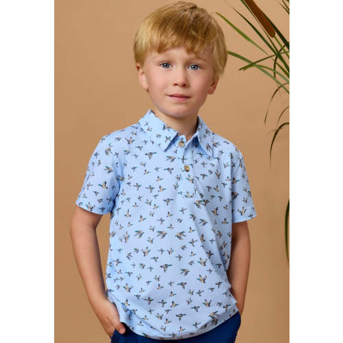 Knit Short Sleeve Performance Polo - Mallard Skies