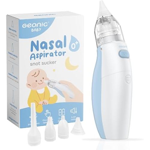 Baby Nasal Aspirator for Babies, Electric Nose Cleaner with 4 Suction Tips, Anti-Backflow, Low Noise, Portable Storage Case, BPA-Free, White