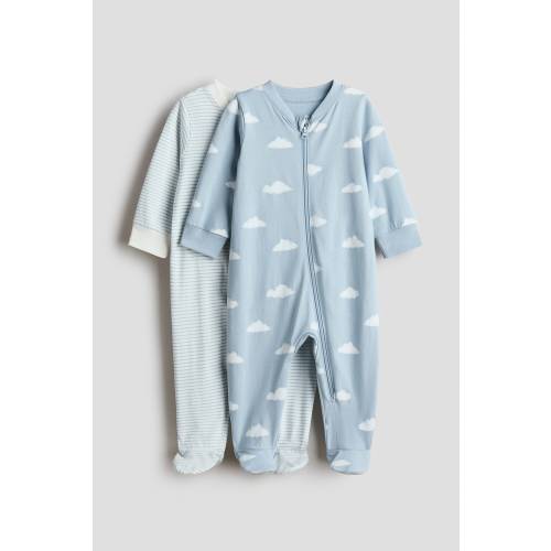 2-PACK PRINTED PAJAMA JUMPSUITS WITH ZIPPER