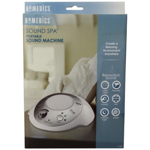 HoMedics SS-2000G/F-AMZ Sound Spa Relaxation Machine with 6 Nature Sounds, Silver