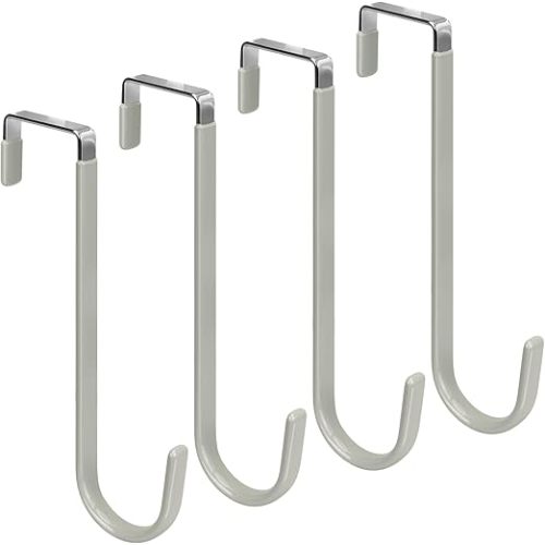 FYY Over The Door Hooks, 4 Pack Upgraded Long Door Hangers Hooks with Rubber Prevent Scratches Heavy Duty Organizer Hooks for Hanging Clothes, Towels, Hats, Coats, Bags White