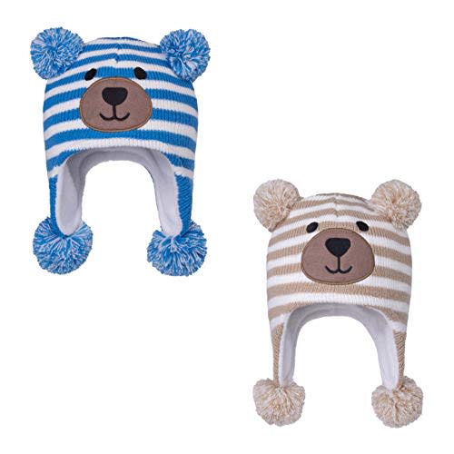 LANGZHEN Toddler Kids Infant Winter Hat,Earflap Knit Warm Cap Fleece Lined Beanie for Baby Boys Girls
