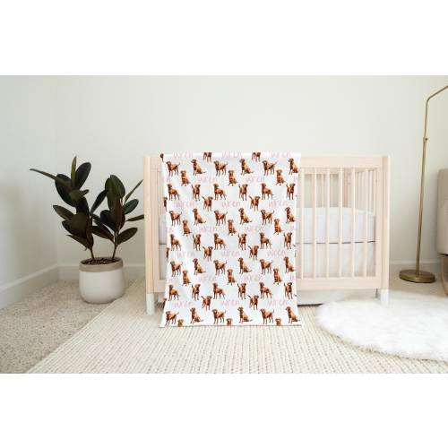 Red Fox Labrador Dog Swaddle Blanket, Baby Gift, Dog Nursery, Puppy Nursery, Dog Mom, Dog Mom Gift, Sherpa Blanket With Labrador Retriever