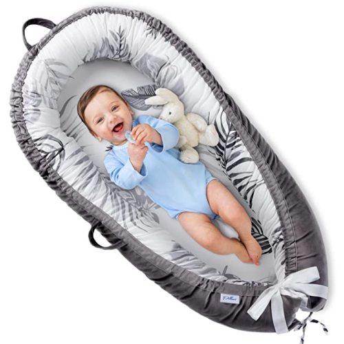 Ornamic Baby Lounger for Newborn 0-12 Months, Breathable & Portable Infant Lounger - Adjustable, Reversible, Washable, Cotton & Flannel Soft Baby Floor Seat