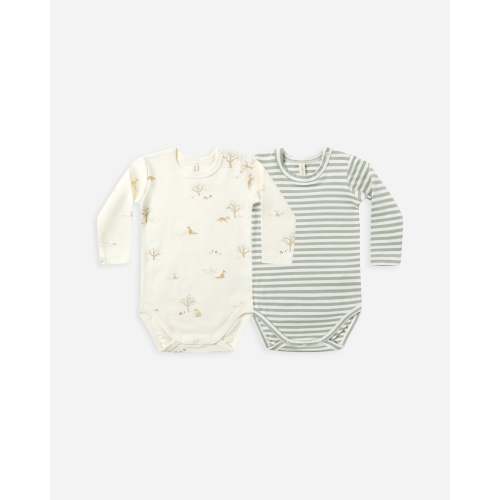 Jersey Bodysuit, 2 Pack || Fox Land, Fern Stripe – Quincy Mae