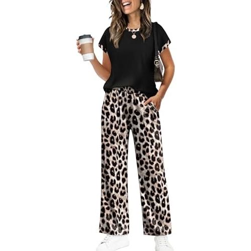 WIHOLL Two Piece Sets for Women Summer Spring Outfits Travel Cruise Resort Wear 2026 Beach Vacation Palazzo Pants Set