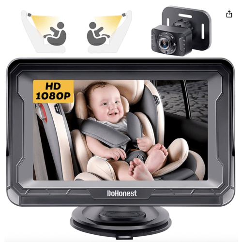 DoHonest Baby Car Camera HD 1080P - Rear-Facing Car Baby Monitor with Night Vision, Adjustable View Angle, Easy Setup, Anti-Glare Display, Safety for Kids & Infants