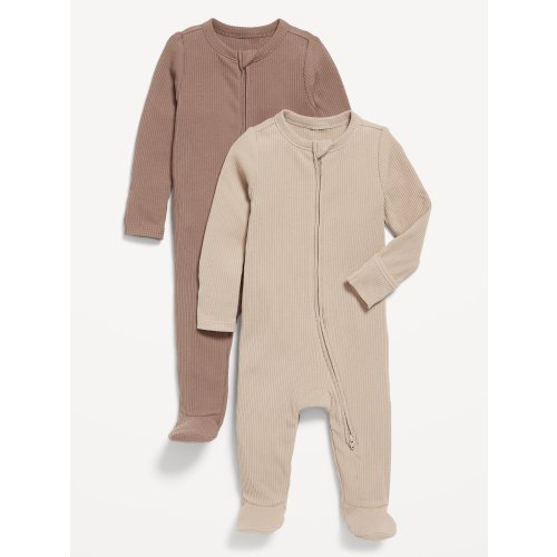 Unisex 2-Way-Zip Sleep & Play Footed One-Piece 2-Pack for Baby