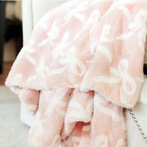 Bows Blush Plush Blanket | Minky Couture