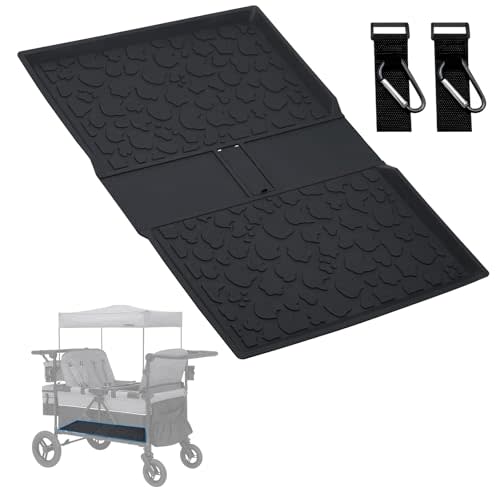 All Weather Mat for Wrangler Deluxe 4 Seater Stroller Wagon,Myvikcar Insert Floor Protect Pad 31.5x22'' (Black)