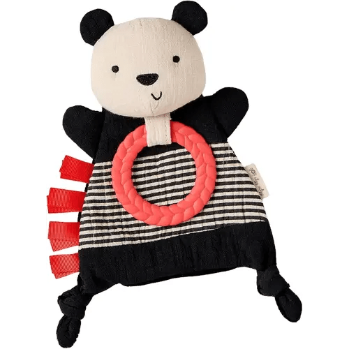 Itzy Ritzy - Bitzy Crinkle Sensory Toy for Babies & Toddlers — Features Crinkle Sound, Soft Braided Teething Toy Ring & Textured Ribbons — Gender Neutral Baby Item for Ages 0 Months & Up, Panda