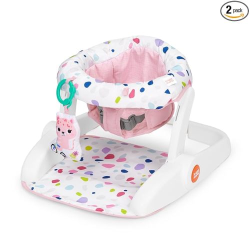 Bright Starts Learn-to-Sit 2-Position Baby Floor Seat with Toys, Pink, 4-12 Months