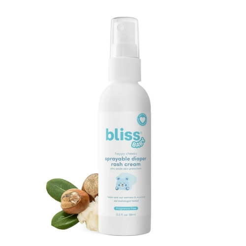 Bliss Baby Diaper Rash Cream Spray - Fragrance-Free, No Touch & Mess-Free, Treats, Soothes & Prevents Diaper Rash, Zinc Oxide, Dermatologist Tested, Vegan, Organic Aloe Vera, Shea Butter & Olive Oil