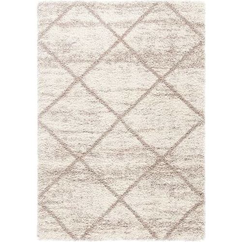 SAFAVIEH Hudson Shag Collection Accent Rug - 4' x 6', Multi Ivory & Beige, Trellis Design, Non-Shedding & Easy Care, 2-inch Thick Ideal for High Traffic Areas in Living Room, Bedroom (SGH281H)
