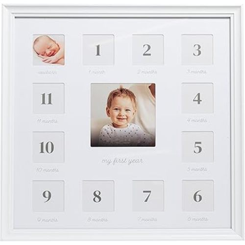 My First Year Frame, Baby's First Twelve Months Photo Collage and Gender Neutral Keepsake, Ideal for Baby Shower, New Mom Gift and Nursery Décor