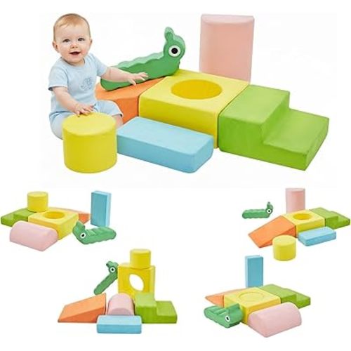 Climbing Toys for 1-3 Year Old,Toddler Climbing Toys Indoor, Baby Climbing Blocks, 7-Piece Soft Foam Climbing Blocks Set,Toddler Playtime Corner Climber Foam Play Gym for Climbing Crawling and Sliding