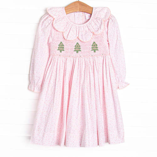 Tannenbaum Treasures Smocked Dress, Pink – Stitchy Fish