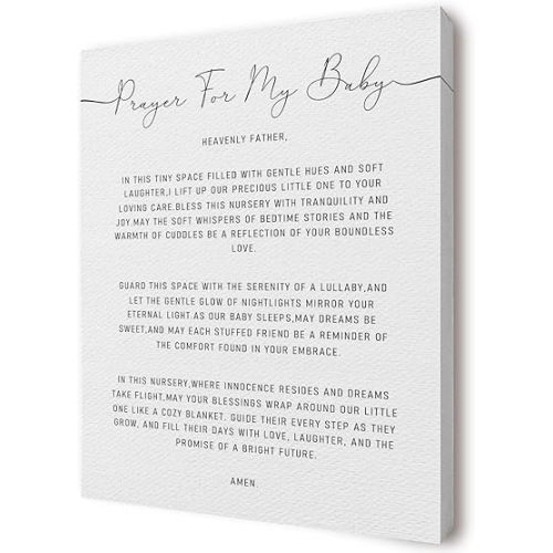 pouep Baby Girl Boy Nursery Canvas Wall Art Framed, Christian Baby Gifts, Christian Church Nursery Wall Prints Decor for Baby Toddler Boy Girl Infant Room, 11x14 Inch