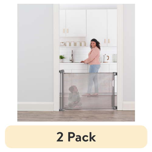 (2 pack) Regalo Retractable Baby Gate, Expands up to 50" Wide, Includes Wall Mounts