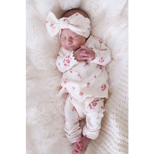 2pc Pointelle Crossover Top & Bottom | Precious Posies (3-6M)